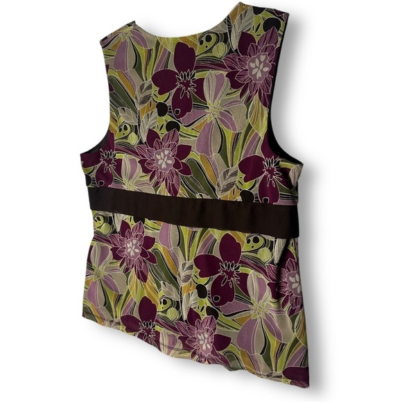 Apt 9 Sleeveless Blouse Sz XL Y2K 90's Retro Ribbon Floral Burgundy - Picture 10 of 12